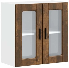 854152 vidaXL Кухненски стенен шкаф със стъклена врата Porto опушен дъб