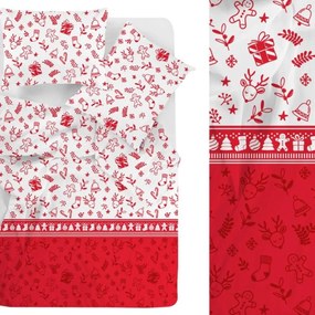 Коледни чаршафи от висококачествен памук - мотив с коледни орнаменти Ширина: 220 см | Дължина: 200 см