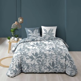 Бяло/синьо двойно удължено памучно спално бельо 240x220 cm Hera – douceur d'intérieur