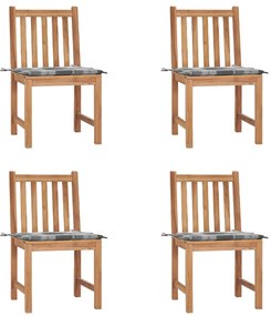 3073102 vidaXL Градински столове 4 бр с възглавници тиково дърво масив