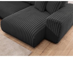 Тъмносив ъглов диван от рипсено кадифе (ляв ъгъл/U форма) Justin – Ropez