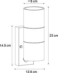 Външен аплик черен 2-светлинен AR70 със сензор за движение - Duo