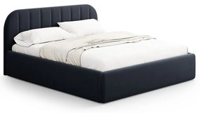 Тъмносиньо двойно легло 140x200 cm тапицирано с място за съхранение с включена подматрачна рамка Juno – Windsor &amp; Co Sofas