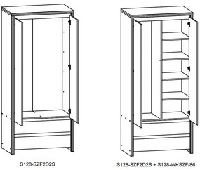 Двукрилен гардероб KASPIAN SZF2D2S венге