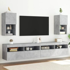 836994 vidaXL ТВ шкафове с LED осветление 2 бр бетонно сиви 30,5x30x60 см