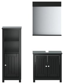3206497 vidaXL Комплект мебели за баня от 3 части BERG черен бор масив