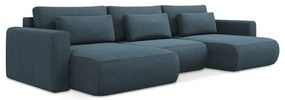 Син разтегателен ъглов диван с място за съхранение (U форма) Kapua – Makamii