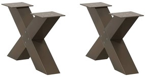 4012939 vidaXL Крака за масичка за кафе, X-образни, 2 бр., естествена стомана, 50 x (30-31) см, стомана