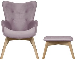 Кадифен фотьойл с табуретка лавандула Niko – Ropez