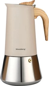 Електрическа кубинска кафеварка за еспресо Klausberg KB 7997, 600 мл, 12 чаши, Предпазен клапан, Стомана, Индукция, Бежов