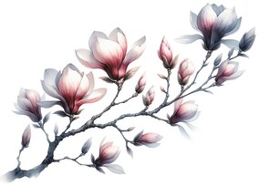 Фототапет – Нежни магнолии на бял фон