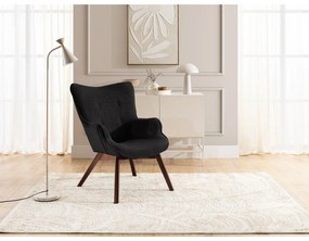 Черен фотьойл с табуретка от рипсено кадифе Niko – Ropez