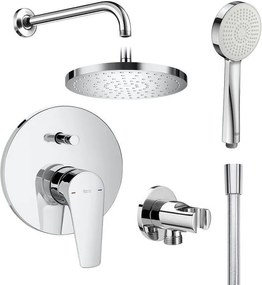 Комплект за вграждане за баня, смесител Atlas, душ глава със стенно рамо, стенно коляно с държач, ръчен душ + шлаух