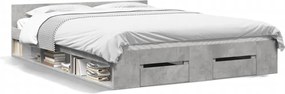 3280737 vidaXL Рамка за легло с чекмеджета, бетонно сива, 160x200 см