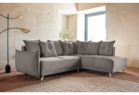 Светлокафяв велурен разтегателен диван (десен ъгъл) Lazy Lukka - Miuform