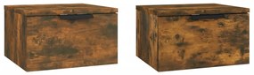 817088 vidaXL Нощни шкафчета за стенен монтаж, 2 бр, опушен дъб, 34x30x20 см