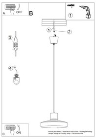 Черно висящо осветително тяло ø 35 cm Vito – Sollux