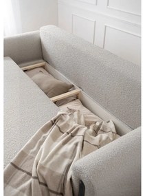 Сиво-бежов сгъваем/с място за съхранение диван от прежда с примки от букле 244 cm Arcadova – ELTAP