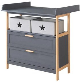 Антрацитен нисък детски скрин 87x75 cm Berlin – Roba