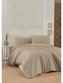 Бежово памучно спално бельо за двойно легло 200x200 cm - Mijolnir
