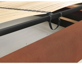 Оранжево тапицирано двойно легло с място за съхранение с решетка 180x200 cm Jagna - Bobochic Paris