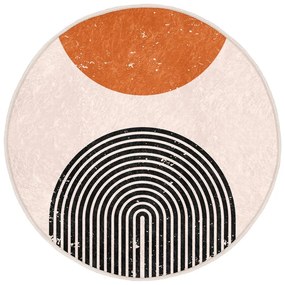 Оранжево-кремав кръгъл килим подходящ за пране и за прахосмукачки роботи ø 100 cm Comfort – Mila Home