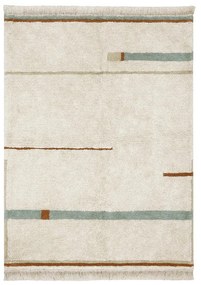 Син и кремав ръчно изработен памучен килим подходящ за пране 90x130 cm Lanes Vintage Blue – Lorena Canals