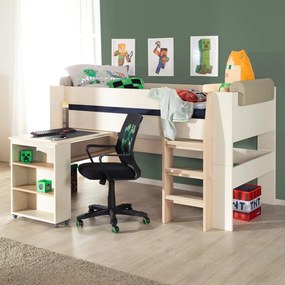 Бежово детско легло 90x200 cm повдигнато с място за съхранение без ламелно дъно Studio – Roba