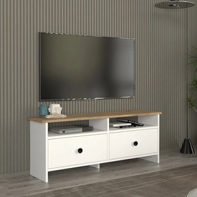 Меламинови мебели за телевизор Gradias в бял - сапфирен дъб 120x26.6x46.8см.