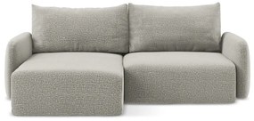 Светлосив разтегателен ъглов диван с място за съхранение (ляв ъгъл) Kalena – Makamii