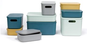 Светлозелена пластмасова кутия за съхранение с капак 35,5x25,5x8 cm – Homéa