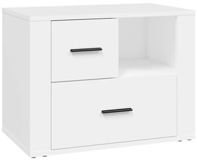 816736 vidaXL Нощно шкафче, бяло, 60x36x45 см, инженерно дърво