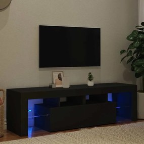 804365 vidaXL ТВ шкаф с LED осветление, черен, 140x36,5x40 см