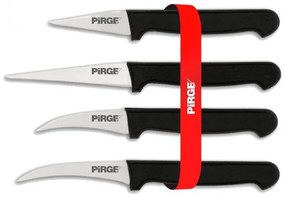 Pirge - Комплект карвинг ножове извити от неръждаема стомана 4бр. с черна дръжка (41274)