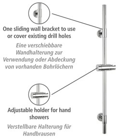 Стенна пръчка за душ от неръждаема стомана в блестящо сребристо 66 см Basic - Wenko