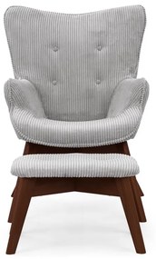 Сив фотьойл с табуретка от рипсено кадифе Niko – Ropez