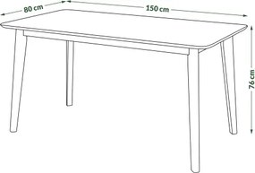 РОКСИ Естествен дъб - ДЪРВЕНА ПРАВОЪГЪЛНА МАСА 120 или 150 см РЕТРО ЗА КУХНЯ/ ТРАПЕЗАПИЯ