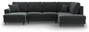 Тъмносив кадифен разтегателен ъглов диван с място за съхранение (десен ъгъл/U форма) Kyoto – Cosmopolitan Design