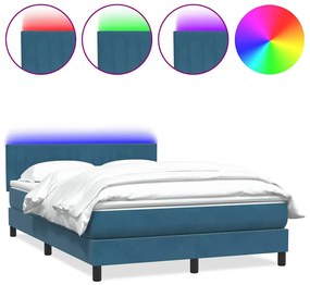 3317083 vidaXL Боксспринг легло с матрак и LED, тъмносиньо, 160x210 см, кадифе