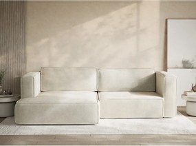 Кремав шенилов сгъваем/с място за съхранение ъглов диван (ляв ъгъл) Velto – Maison de Rêve