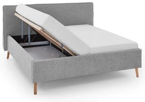 Светлосиво двойно легло 180x200 cm тапицирано с място за съхранение с включена подматрачна рамка Riva – Meise Möbel