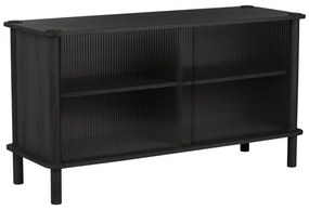 Черна витрина от масивен дъб с плъзгащи се врати 135x73,5x48 cm Italic – UMAGE