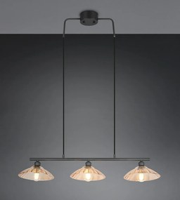 Черно/в кехлибарен цвят метално висящо осветително тяло със стъклен абажур Eluna – Reality