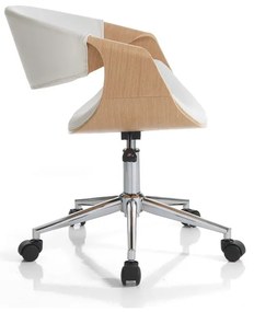 Офис стол от имитация на кожа в бял и естествен цвят Visby – Tomasucci