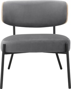 Сив кадифен фотьойл с табуретка Jerry – Støraa