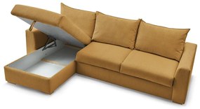 Жълт разтегателен ъглов диван от рипсено кадифе (променлив) Augustin – Bobochic Paris