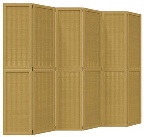 358826 vidaXL Разделител за стая, 6 панела, кафяв, дърво пауловния масив