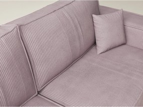 Лилав сгъваем/с място за съхранение ъглов диван от рипсено кадифе (ляв ъгъл/L форма) Tonga – Maison de Rêve