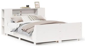 3323774 vidaXL Рамка за легло без матрак, бял, 140x190 см, бор масив