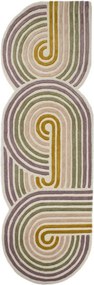 Зелена ръчно изработена вълнена пътека 80x300 cm Spiral Shaped – Flair Rugs